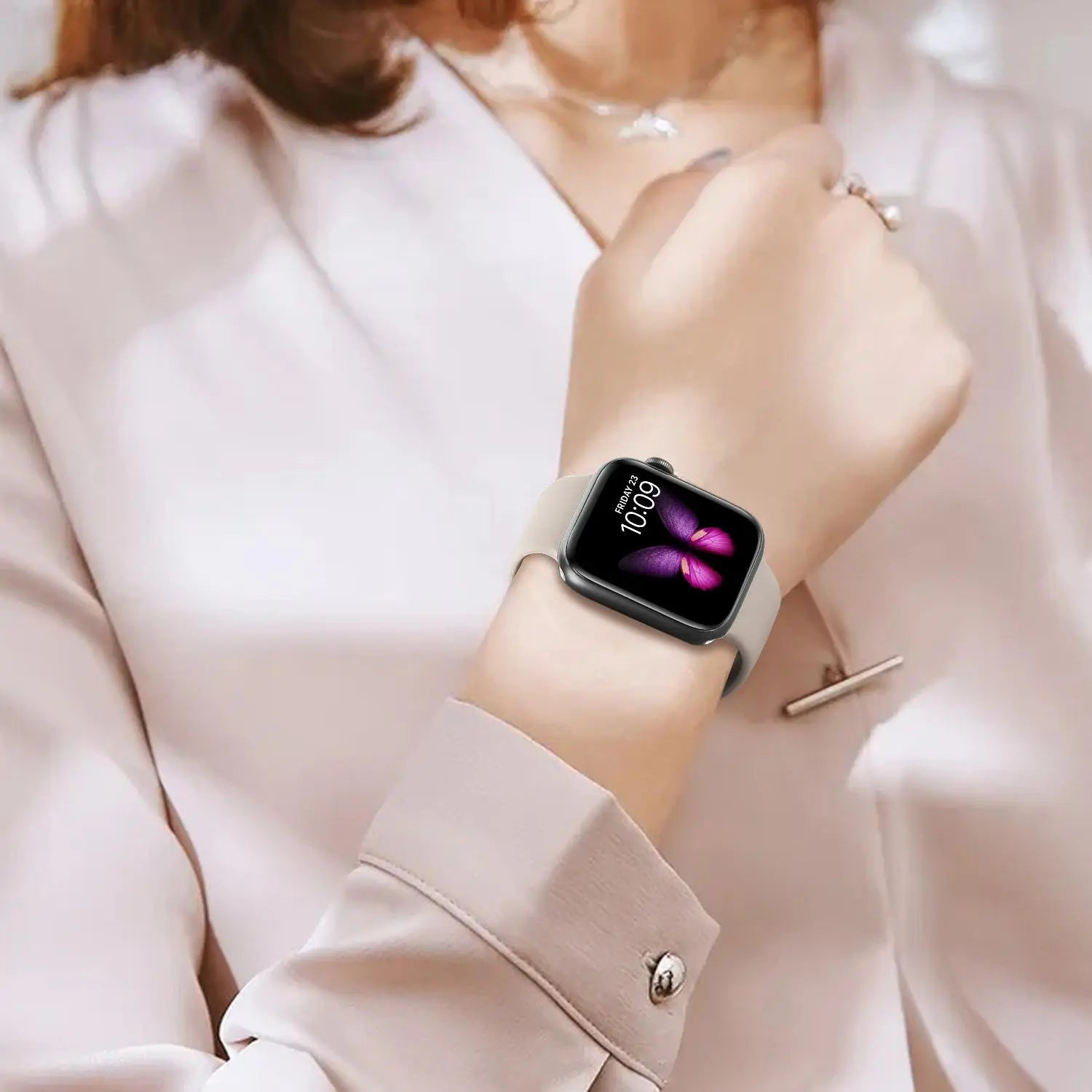 Adjustable Waterproof Silicone Watch Band (Band Only), Soft & Comfortable Wristband for Apple Watch, Smartwatch Accessories, Watch Straps