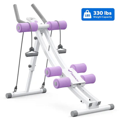 Merach Dual Track Ab Trainer with LCD Monitor, 440Lbs Weight Capacity, Foldable for Easy Storage, Ergonomic Supportive Design, Tones Waist Abs Arms Legs Hips, Ideal for Home Gym Beginners & Daily Fitness Enthusiasts