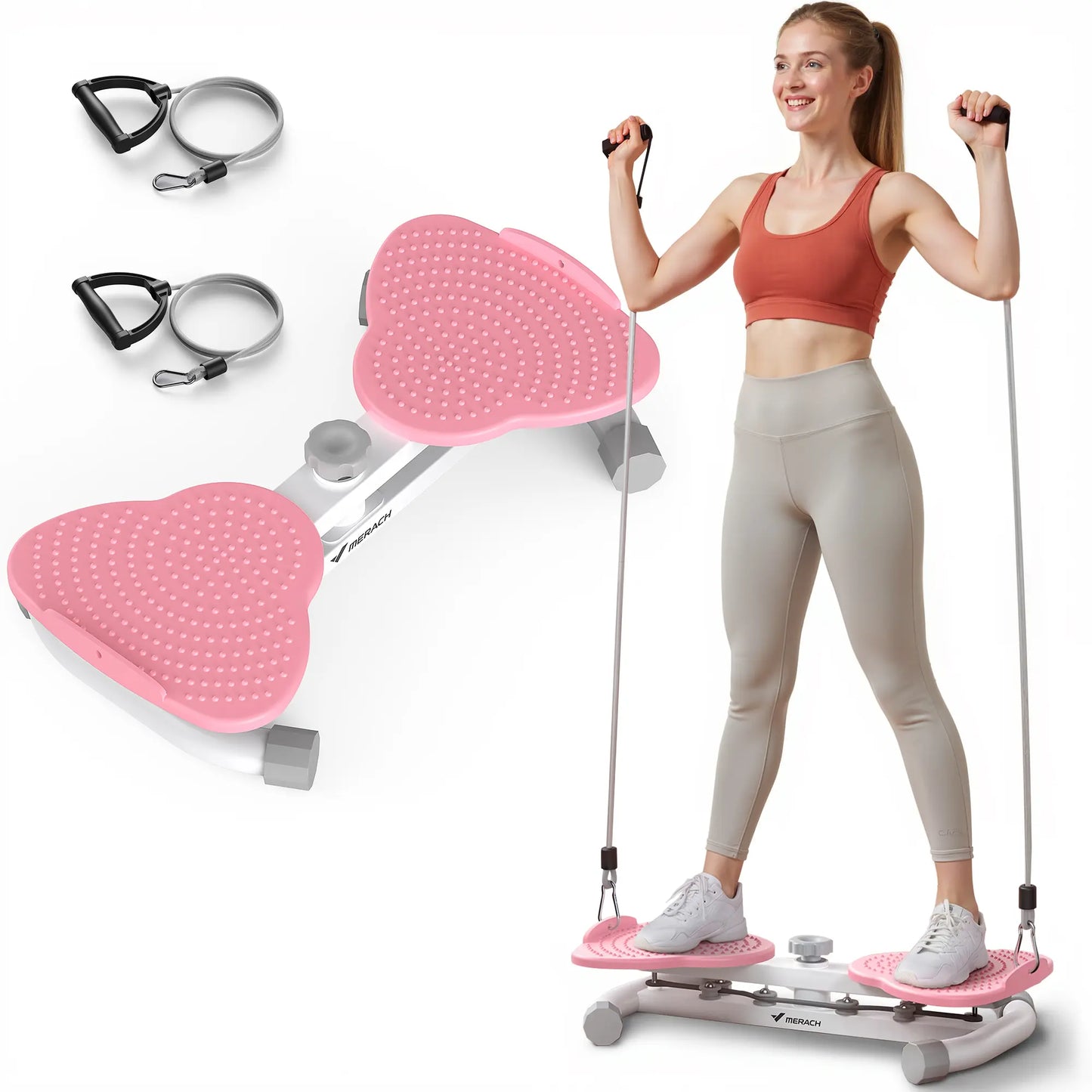 Merach Waist Twist Machine Toned Abs Waist Twister Can Stand with Feet Apart Double Non-Slip No Noise Use Exercise Equipment Abdominal Roller Workout