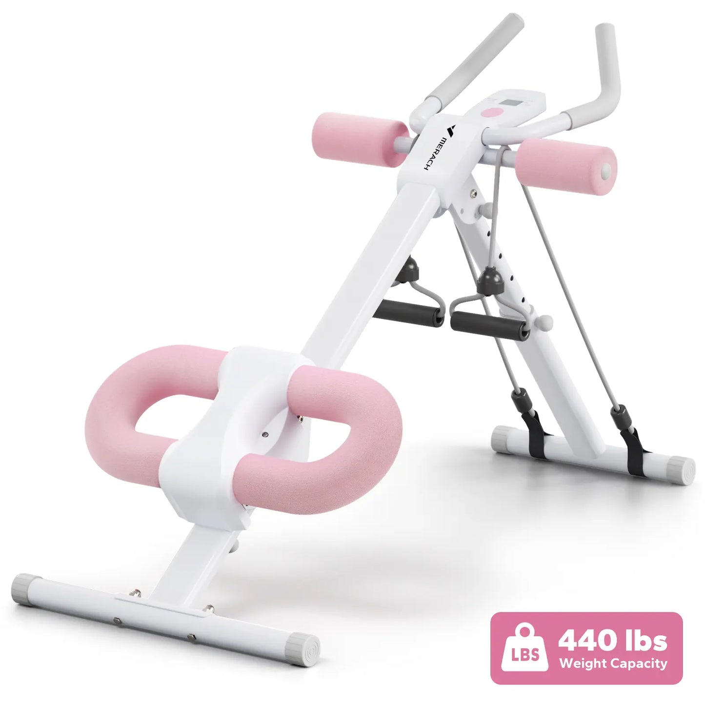 Merach Dual Track Ab Trainer with LCD Monitor, 440Lbs Weight Capacity, Foldable for Easy Storage, Ergonomic Supportive Design, Tones Waist Abs Arms Legs Hips, Ideal for Home Gym Beginners & Daily Fitness Enthusiasts