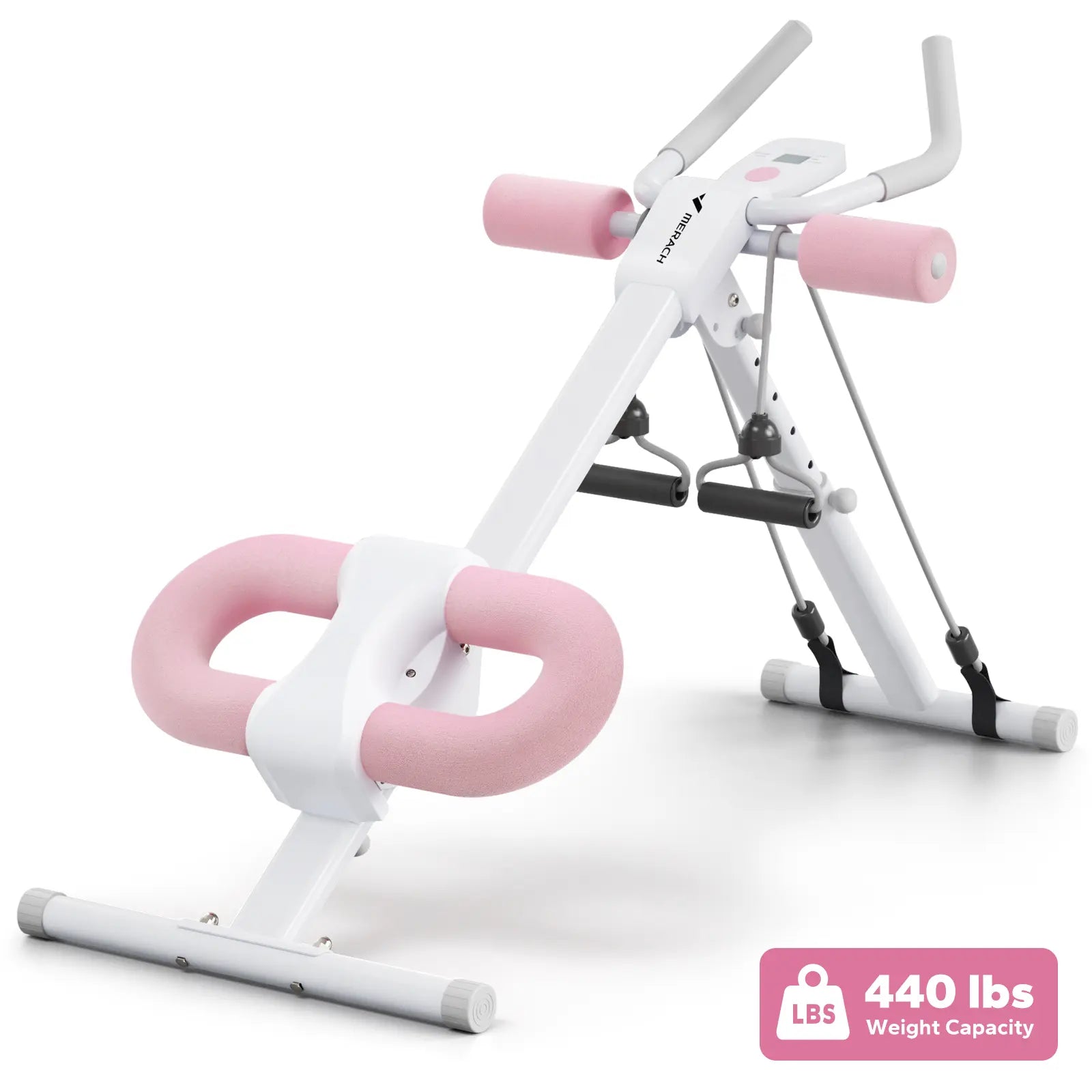 Merach Dual Track Ab Trainer with LCD Monitor, 440Lbs Weight Capacity, Foldable for Easy Storage, Ergonomic Supportive Design, Tones Waist Abs Arms Legs Hips, Ideal for Home Gym Beginners & Daily Fitness Enthusiasts