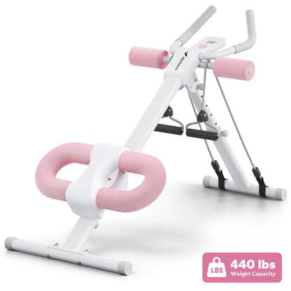 Merach Dual Track Ab Trainer with LCD Monitor, 440Lbs Weight Capacity, Foldable for Easy Storage, Ergonomic Supportive Design, Tones Waist Abs Arms Legs Hips, Ideal for Home Gym Beginners & Daily Fitness Enthusiasts