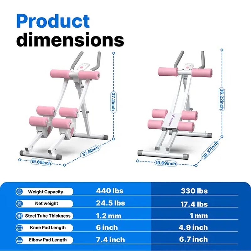 Merach Dual Track Ab Trainer with LCD Monitor, 440Lbs Weight Capacity, Foldable for Easy Storage, Ergonomic Supportive Design, Tones Waist Abs Arms Legs Hips, Ideal for Home Gym Beginners & Daily Fitness Enthusiasts