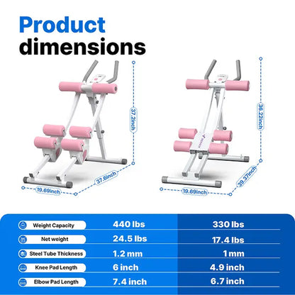 Merach Dual Track Ab Trainer with LCD Monitor, 440Lbs Weight Capacity, Foldable for Easy Storage, Ergonomic Supportive Design, Tones Waist Abs Arms Legs Hips, Ideal for Home Gym Beginners & Daily Fitness Enthusiasts